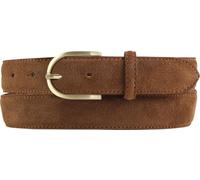 BELTINGER Damen-Gürtel aus Veloursleder 3,0 cm | Velour-Ledergürtel für Damen 30mm | Wildleder-Gürtel mit runder, goldener Gürtelschließe | Tabac 80cm