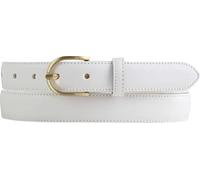 BELTINGER Damen-Gürtel aus Vollrindleder 2,5 cm | Schmaler Gürtel für Damen 25mm | Bombierter Ledergürtel mit goldener Gürtelschnalle | Weiß 80cm
