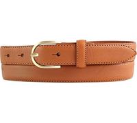 BELTINGER Damen-Gürtel aus Vollrindleder 2,5 cm | Schmaler Gürtel für Damen 25mm | Bombierter Ledergürtel mit goldener Gürtelschnalle | Tabac 95cm