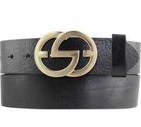 BELTINGER Damen-Gürtel EMMA aus Vollrindleder 4 cm | Hochwertiger Ledergürtel für Damen 40mm | Gold Matt | Schwarz 85cm