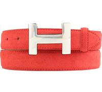 BELTINGER Damen-Gürtel HELEN aus Veloursleder 3,0 cm | Velour-Ledergürtel für Damen 30mm | Wildleder-Gürtel mit silber, glänzender Gürtelschließe | Rot 85cm