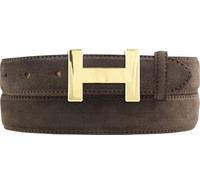 BELTINGER Damen-Gürtel HELEN aus Veloursleder 3,0 cm | Velour-Ledergürtel für Damen 30mm | Wildleder-Gürtel mit gold, glänzender Gürtelschließe | Dunkelbraun 95cm