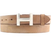 BELTINGER Damen-Gürtel HERMINE aus weichem Vollrindleder Vintage-Look 3 cm | Leder-Gürtel für Damen 30mm | Schmaler Ledergürtel Vintage für Damen 30mm | Silber glänzend | Cognac 95cm