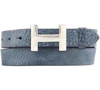 BELTINGER Damen-Gürtel HERMINE aus weichem Vollrindleder Vintage-Look 3 cm | Leder-Gürtel für Damen 30mm | Schmaler Ledergürtel Vintage für Damen 30mm | Silber glänzend | Marine 90cm