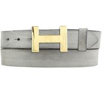 BELTINGER Damen-Gürtel HERMINE aus weichem Vollrindleder Vintage-Look 3 cm | Leder-Gürtel für Damen 30mm | Schmaler Ledergürtel Vintage für Damen 30mm | Gold glänzend | Dunkelgrau 110cm