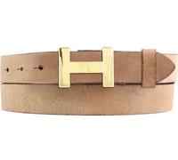 BELTINGER Damen-Gürtel HERMINE aus weichem Vollrindleder Vintage-Look 3 cm | Leder-Gürtel für Damen 30mm | Schmaler Ledergürtel Vintage für Damen 30mm | Gold glänzend | Cognac 110cm