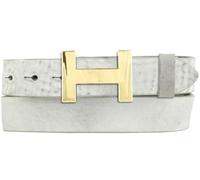 BELTINGER Damen-Gürtel HERMINE aus weichem Vollrindleder Vintage-Look 3 cm | Leder-Gürtel für Damen 30mm | Schmaler Ledergürtel Vintage für Damen 30mm | Gold glänzend | Hellgrau 95cm