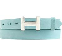 BELTINGER Damen-Gürtel HERMINE aus weichem Vollrindleder Vintage-Look 3 cm | Leder-Gürtel für Damen 30mm | Schmaler Ledergürtel Vintage für Damen 30mm | Silber glänzend | Türkis 115cm