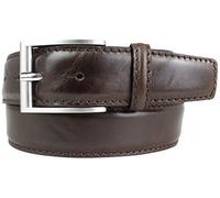 BELTINGER Gürtel aus Vollrindleder mit Naht 4 cm | Ledergürtel für Damen Herren 40mm | Bombierter Jeans-Gürtel Schnalle Silber | Braun 105cm