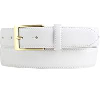 BELTINGER Hochwertiger Anzuggürtel aus Vollrindleder mit goldener Gürtelschließe 3,5 cm | Bombierter Ledergürtel Herren 35mm | Business-Gürtel made in Italy | Weiß 105cm