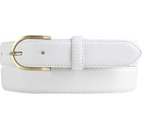 BELTINGER Hochwertiger Damengürtel aus Vollrindleder mit goldener Gürtelschließe 3,0 cm | Bombierter Ledergürtel Damen 30mm | Damen-Gürtel made in Italy | Weiß 85cm