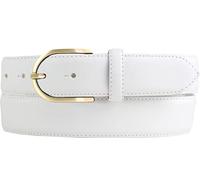 BELTINGER Hochwertiger Damengürtel aus Vollrindleder mit goldener Gürtelschließe 3,5 cm | Bombierter Ledergürtel Damen 35mm | Damen-Gürtel made in Italy | Weiß 110cm