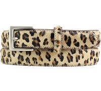 BELTINGER Hochwertiger Fell-Ledergürtel 3 cm | Kuh-Ledergürtel für Damen 30mm | Fell-Gürtel mit Dornschließe in Altsilber | Mini-Leo 95cm