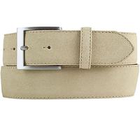 BELTINGER Hochwertiger Gürtel mit Edelstahl-Gürtelschnalle aus Veloursleder 4 cm | Velour-Ledergürtel für Damen Herren 40mm | Wildleder-Gürtel 4cm | Beige 110cm