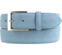 BELTINGER Hochwertiger Gürtel mit Edelstahl-Gürtelschnalle aus Veloursleder 4 cm | Velour-Ledergürtel für Damen Herren 40mm | Wildleder-Gürtel 4cm | Jeansblau 120cm