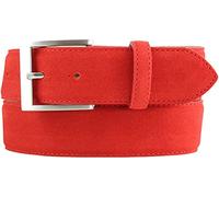 BELTINGER Hochwertiger Gürtel mit Edelstahl-Gürtelschnalle aus Veloursleder 4 cm | Velour-Ledergürtel für Damen Herren 40mm | Wildleder-Gürtel 4cm | Rot 95cm