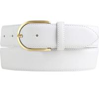 BELTINGER Hochwertiger Jeansgürtel aus Vollrindleder mit goldener Gürtelschließe 4,0 cm | Bombierter Ledergürtel Damen 40mm | Jeans-Gürtel made in Italy | Weiß 95cm