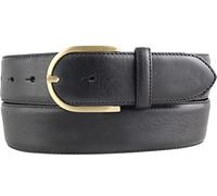 BELTINGER Hochwertiger Jeansgürtel aus Vollrindleder mit goldener Gürtelschließe 4,0 cm | Bombierter Ledergürtel Damen 40mm | Jeans-Gürtel made in Italy | Schwarz 115cm