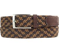 BELTINGER Hochwertiger Stretch-Gürtel mit echtem Leder 3,5cm | Elastischer, geflochtener Golf-Gürtel 35mm | Dehnbarer, mehrfarbiger Flecht-Gürtel | Segel-Gürtel | Braun 105cm