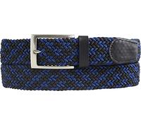 BELTINGER Hochwertiger Stretch-Gürtel mit echtem Leder 3,5cm | Elastischer, geflochtener Golf-Gürtel 35mm | Dehnbarer, mehrfarbiger Flecht-Gürtel | Segel-Gürtel | Schwarz 110cm