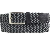 BELTINGER Hochwertiger Stretch-Gürtel mit echtem Leder 3,5cm | Elastischer, geflochtener Golf-Gürtel 35mm | Dehnbarer, mehrfarbiger Flecht-Gürtel | Segel-Gürtel | Dunkelgrau 110cm