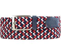 BELTINGER Hochwertiger Stretch-Gürtel mit echtem Leder 3,5cm | Elastischer, geflochtener Golf-Gürtel 35mm | Dehnbarer, mehrfarbiger Flecht-Gürtel | Segel-Gürtel | Rot 110cm