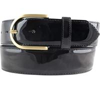 BELTINGER Lack-Gürtel aus Leder 4 cm | Glänzender Damengürtel 40mm | Eleganter Gürtel für Damen | Goldene Gürtelschnalle | Schwarz 90cm