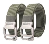 Belts Men, Tactical Belt with Double Ring Metal Buckle, Plus Size Up to 170cm Long, 2 Pack