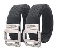 Belts Men, Tactical Belt with Double Ring Metal Buckle, Plus Size Up to 170cm Long, 2 Pack