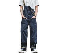 BELWAD Denim Overalls für Herren Verstellbare Träger Jumpsuit Gerader Jeans Overall in Vintage Waschung,Blau,5XL