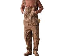 BELWAD Denim Overalls für Herren Vintage Gerade Cargo Overall mit Mehreren Taschen Strampelhöschen mit Reißverschluss,Braun,M