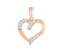 BEM Golders Herz-Anhänger aus 585 Rotgold mit Zirkonia, Kettenanhänger, Goldanhänger