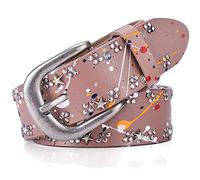 Bemalter Damen Rindsleder Gürtel mit Eingebetteten Nieten und Strasssteinen, Moderner Trendiger Taillen gürtel für Jeans Hosen Shorts, Klassische Leicht metall schnalle, Mode Accessoires für Frauen