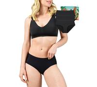 BeMee Damen Unterwäsche Seamless Hipster, Nahtlose Mikrofaser Slips ohne Abdrücke unter Leggings, Seamless Slips Damen, schwarz, Größe M, Dreierpack