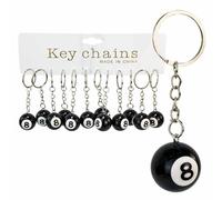 BEMIRO Billard Schlüsselanhänger Schwarze 8, 2,5 cm, mit Doppelring, 12 Stück Set