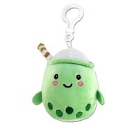 BEMIRO Kaffee und Kuchen Plüsch Anhänger - Ca. 12 cm Groß, Gestickte Kawaii Gesichter, Kuschelig Weich, Mit Bagclip (Bubble Tea)