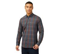 Ben Sherman Big Size Mehrfarbiges, kariertes Langarmhemd für Herren in Dark Navy, 2XL-5XL, dunkles marineblau, XXL