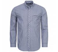 BEN SHERMAN Gingham Herren Langarm Hemd 0077860-BLUE S