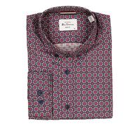 Ben Sherman Hemd Herren Regular Fit Langarm Baumwolle rot, XL
