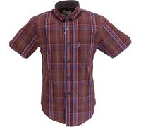 Ben Sherman Karierte Herrenhemden, Dunkles Weinrot, XL