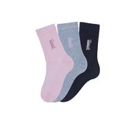 Basicsocken BENCH., Damen, Gr. 39-42, bunt (1x marine, 1x hellblau, meliert, 1x rosa), Baumwollmischung, uni und melange, elastisch, Socken, mit Bench Logo Stickerei (10888538-39) 1x marine, 1x hellbl