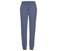 Loungehose BENCH. LOUNGEWEAR, Damen, Gr. 40/42, N-Gr, blau (jeans, meliert), Jersey, Obermaterial: 60% Baumwolle, 40% Polyester, meliert, unifarben, Basic, Basic lang, Hosen Loungehose, mit aufgesetzt