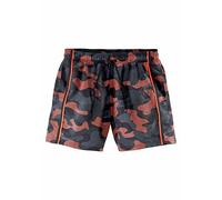 Badeshorts BENCH. "Jones", Herren, Gr. L (52), N-Gr, orange (schwarz, orange), Polyester, bedruckt, Badehosen Badeshorts, in Tarnfarben (21514833-L) schwarz, orange