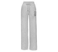 Jogginghose BENCH. LOUNGEWEAR, Damen, Gr. 44/46, N-Gr, grau (grau meliert), angeraute Sweatware, Obermaterial: 75% Baumwolle, 25% Polyester, meliert, unifarben, Basic, bequem lang, Hosen Jogginghose, 