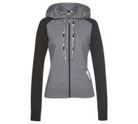 Kapuzensweatjacke BENCH. LOUNGEWEAR, Damen, Gr. 32/34, grau (schwarz, dunkelgrau), Sweatware, Obermaterial: 60% Baumwolle, 40% Polyester, mehrfarbig, meliert, unifarben, Basic, bequem hüftbedeckend, o
