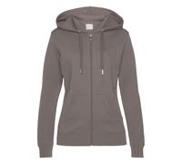 Kapuzensweatjacke BENCH. LOUNGEWEAR "mit Logostickerei" Gr. 32/34, grau (taupe) Damen Sweatjacken (38068756-32) taupe