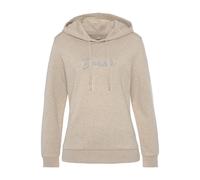 Kapuzensweatshirt BENCH. LOUNGEWEAR, Damen, Gr. 32/34, beige (beige meliert), Interlock, Obermaterial: 55% Baumwolle, 45% Polyester, bestickt, meliert, unifarben, Basic, bequem hüftlang, Rippbündchen,