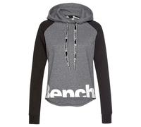 Kapuzensweatshirt BENCH. LOUNGEWEAR, Damen, Gr. 44/46, grau (grau, schwarz), Sweatware, Obermaterial: 60% Baumwolle, 40% Polyester, unifarben, meliert, mehrfarbig, Basic, Basic taillenbedeckt, ohne Au