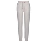 Loungehose BENCH. LOUNGEWEAR, Damen, Gr. 40/42, N-Gr, beige (beige, meliert), Jersey, Obermaterial: 90% Baumwolle, 10% Polyester, meliert, unifarben, Basic, Basic lang, Hosen Loungehose, mit aufgesetz