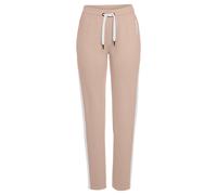 Loungehose BENCH. LOUNGEWEAR, Damen, Gr. 40/42, N-Gr, beige (beige, weiß), Jersey, Obermaterial: 60% Baumwolle, 40% Polyester, unifarben mit Farbeinsatz, bequem lang, Hosen Loungehose, mit Seitenstrei